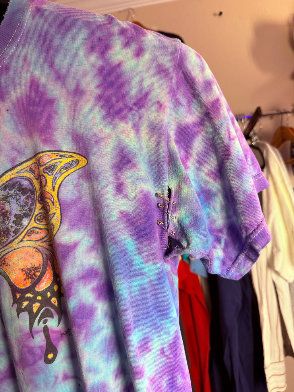 90s Fractal Butterfly Tie Dye Graphic Tee