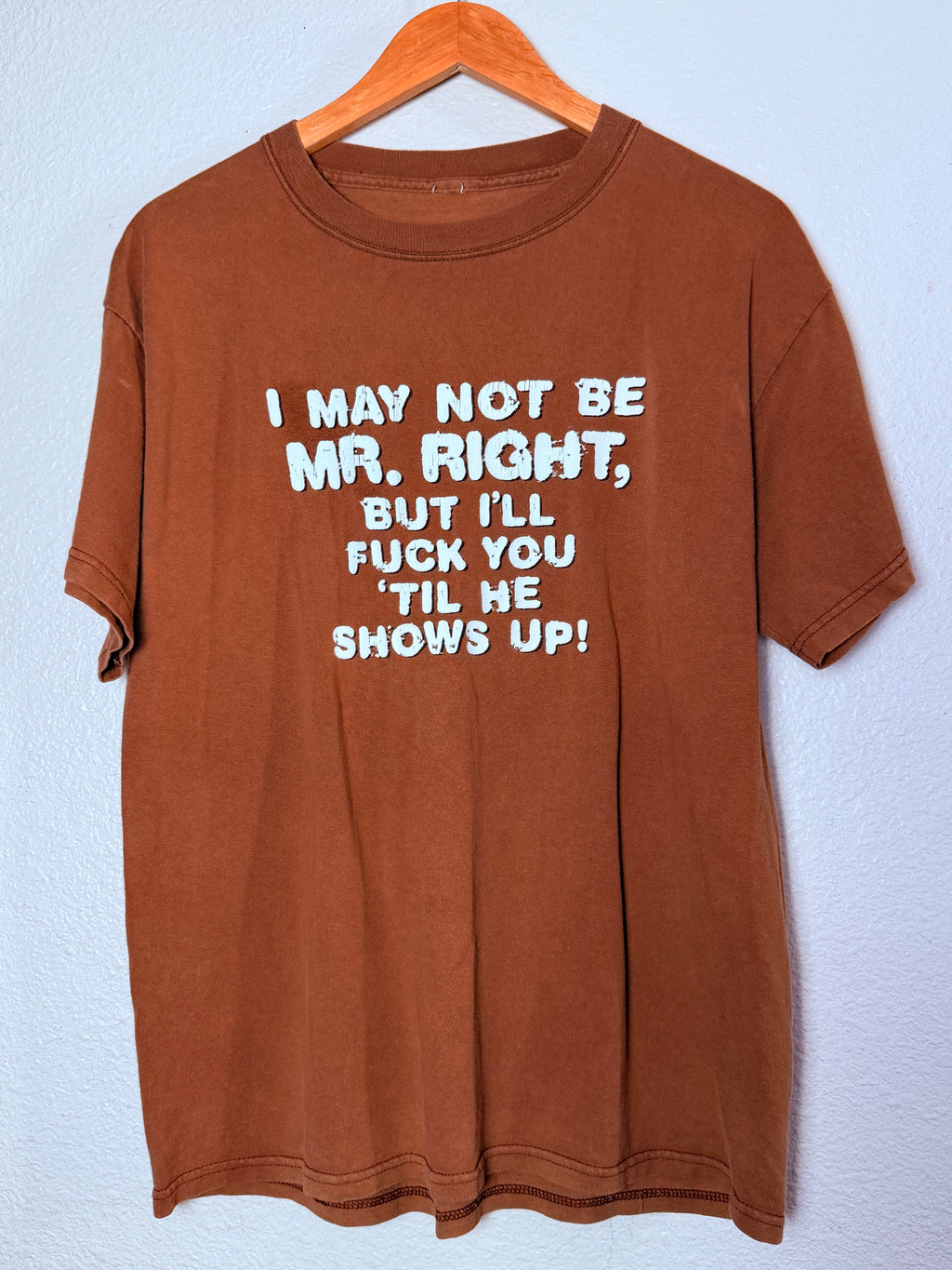 90s Mr. Right Freaker Novelty Quote Tee Brown
