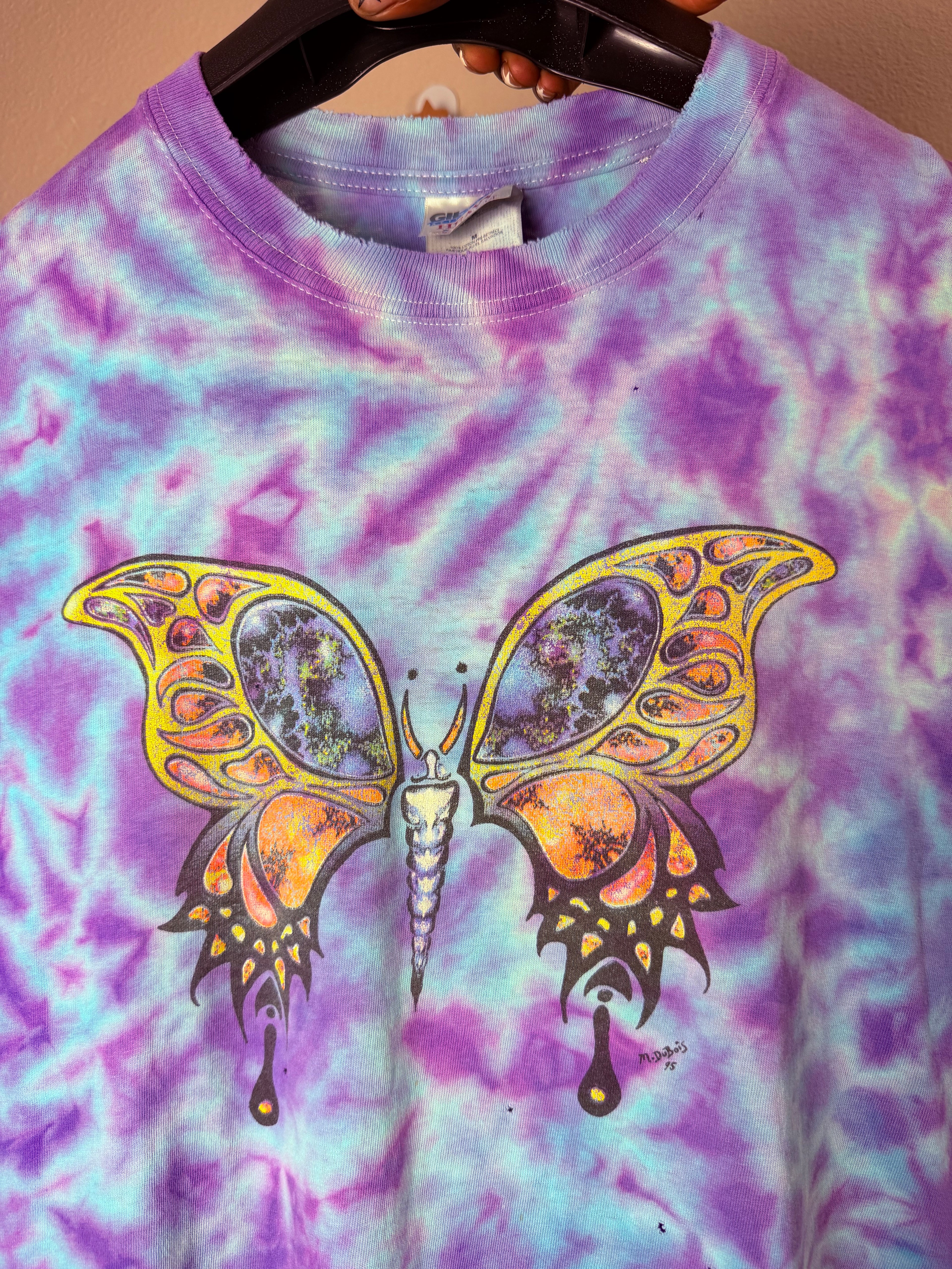 90s Fractal Butterfly Tie Dye Graphic Tee