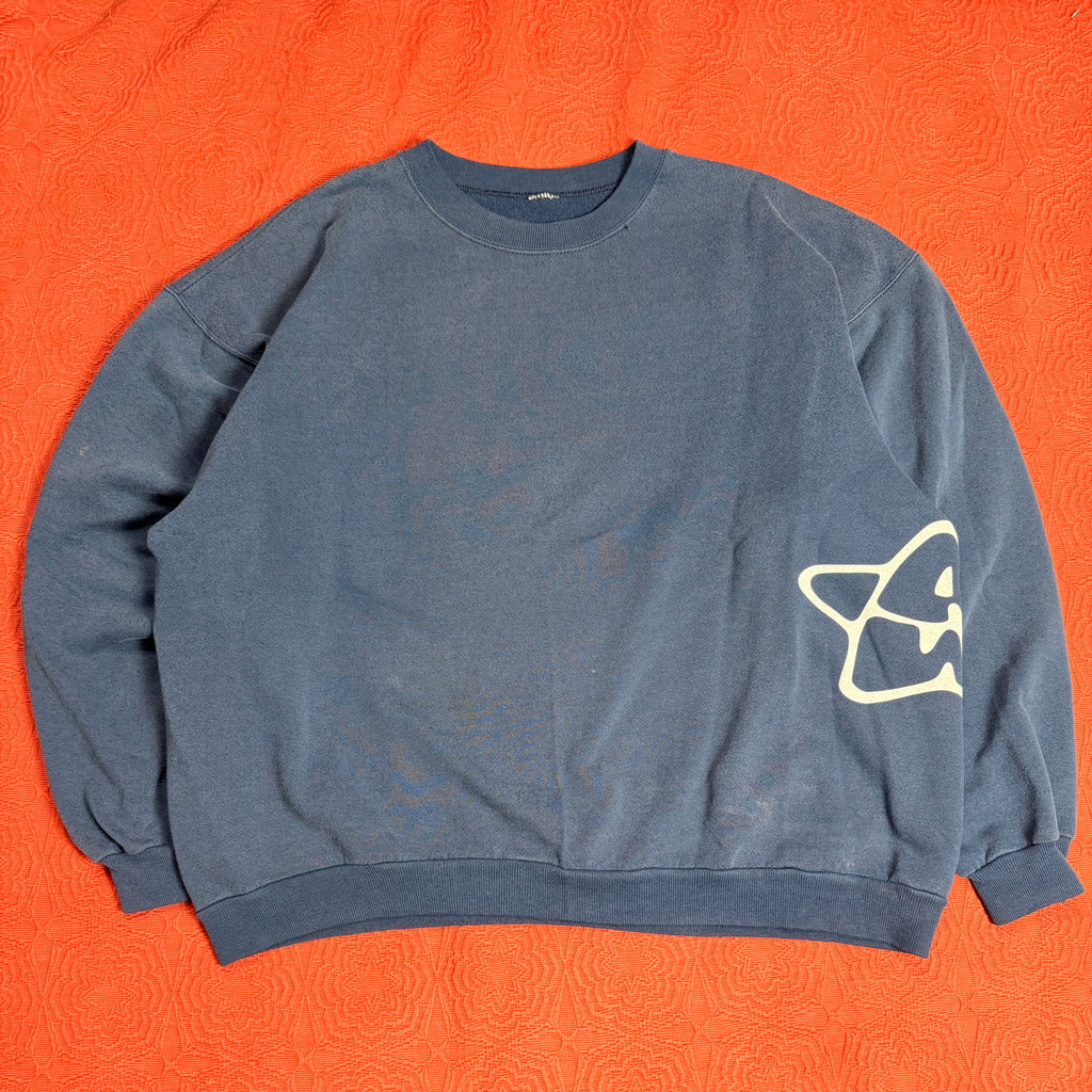 90s Navy Blue Crewneck Side/Back Print