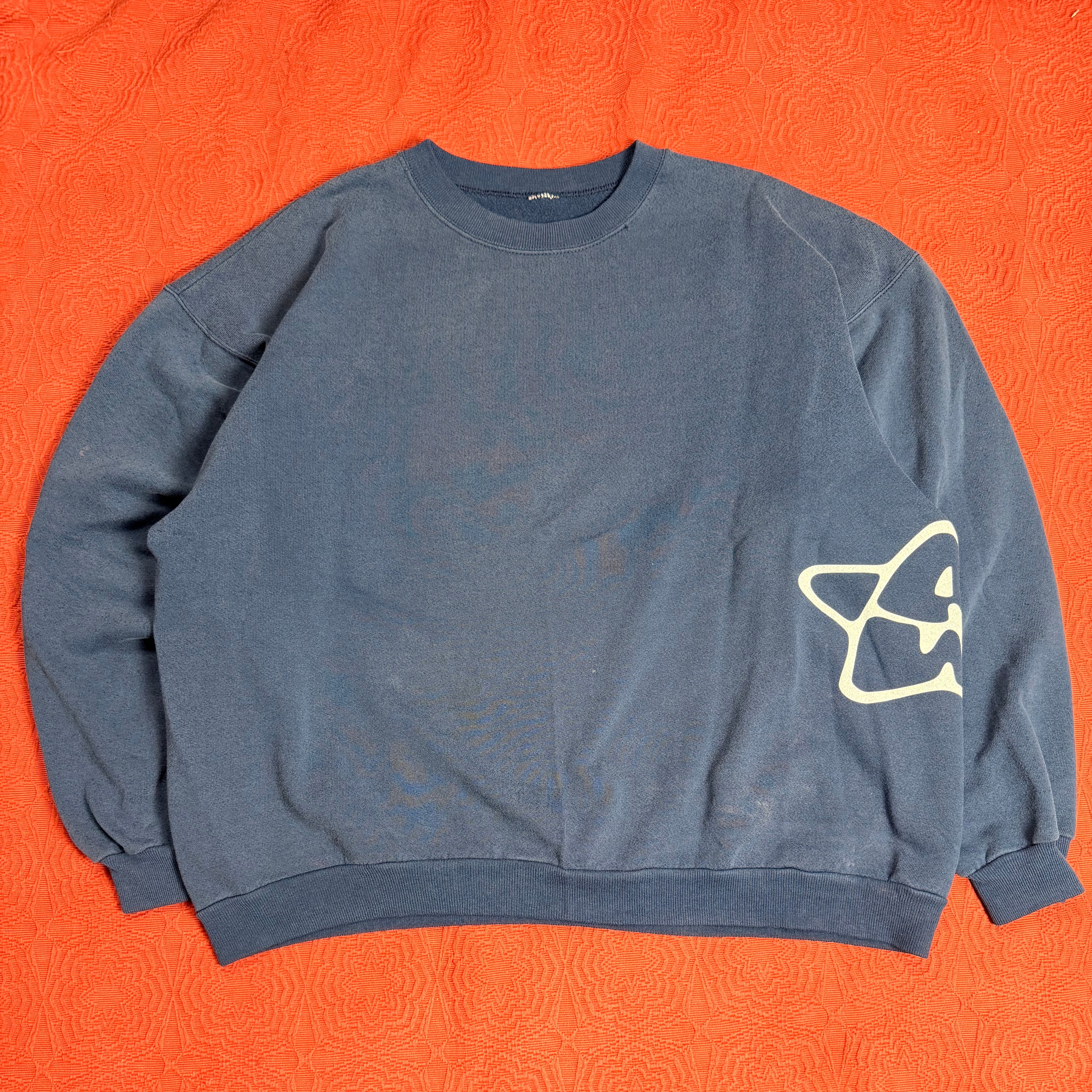 90s Navy Blue Crewneck Side/Back Print